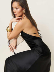 Reformation Petites Jeany Silk Dress - Black