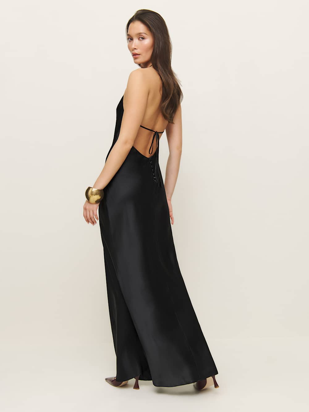 Reformation Petites Jeany Silk Dress - Black