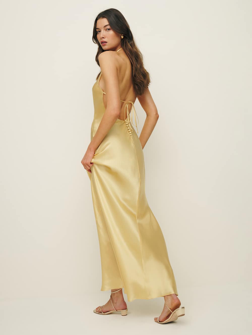 Reformation Petites Jeany Silk Dress - Sunshine