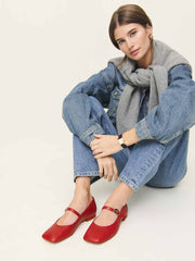 Reformation Melissa Mary Jane Flat - Scarlet