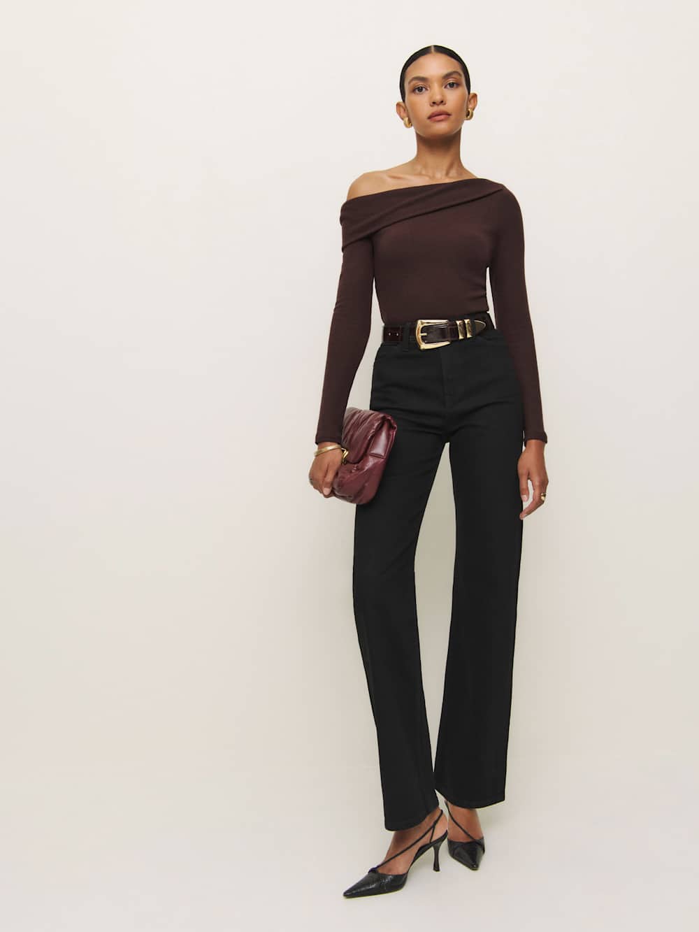 Reformation Elio Knit Top - Mole