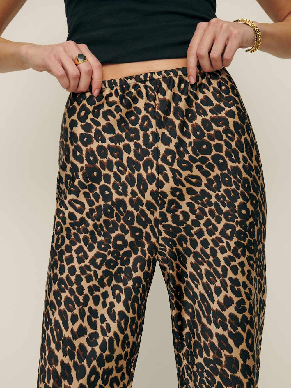 Reformation Petites Gale Satin Mid Rise Bias Pant - Leo