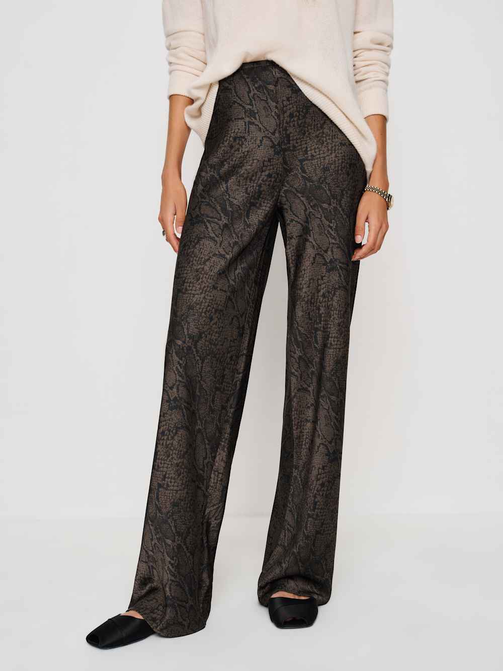 Reformation Petites Gale Satin Mid Rise Bias Pant - Venom