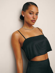 Reformation Cleo Satin Two Piece - Black