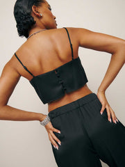 Reformation Cleo Satin Two Piece - Black