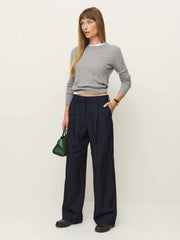 Reformation Alex Mid Rise Pant - Midnight Stripe
