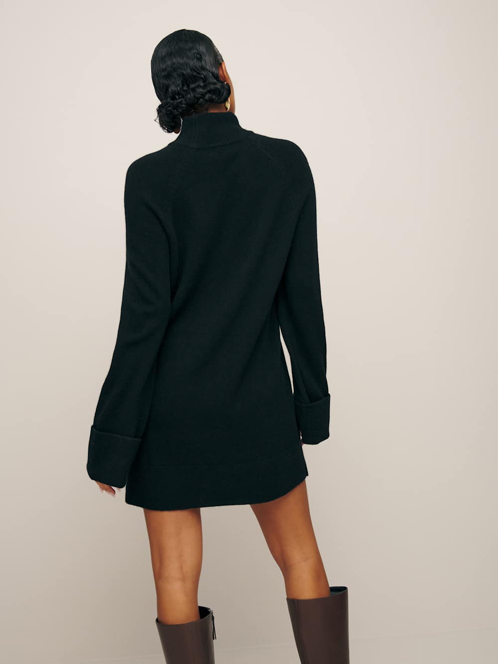 Reformation Tate Regenerative Wool Sweater Dress - Black