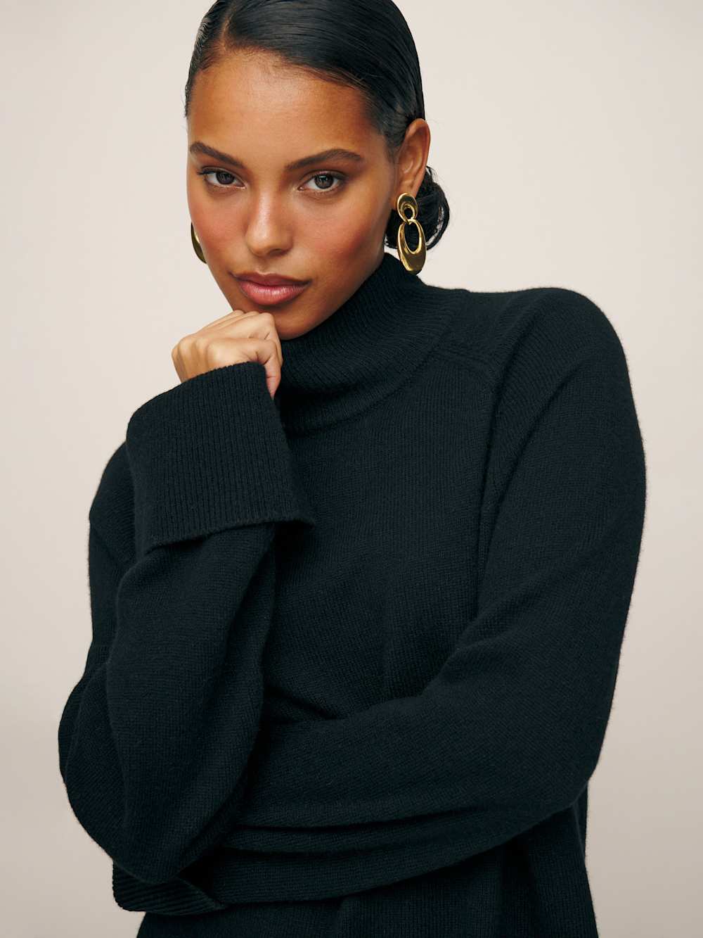 Reformation Tate Regenerative Wool Sweater Dress - Black