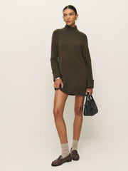 Reformation Tate Regenerative Wool Sweater Dress - Kelp