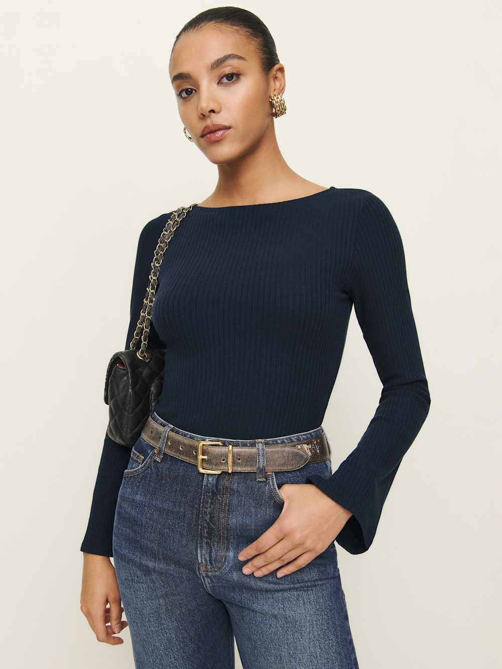 Reformation Miller Knit Top - Midnight