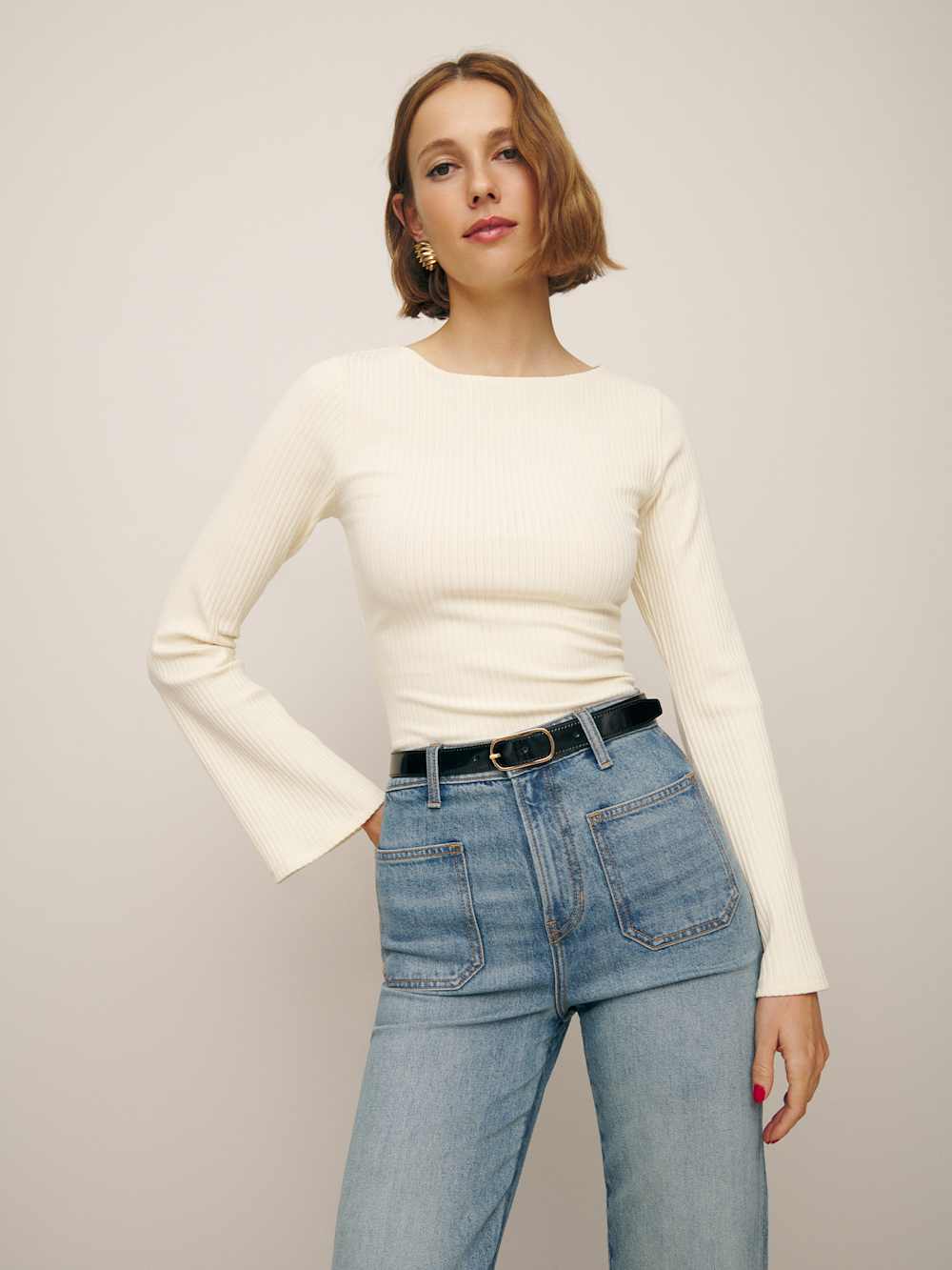 Reformation Miller Knit Top - Sugar