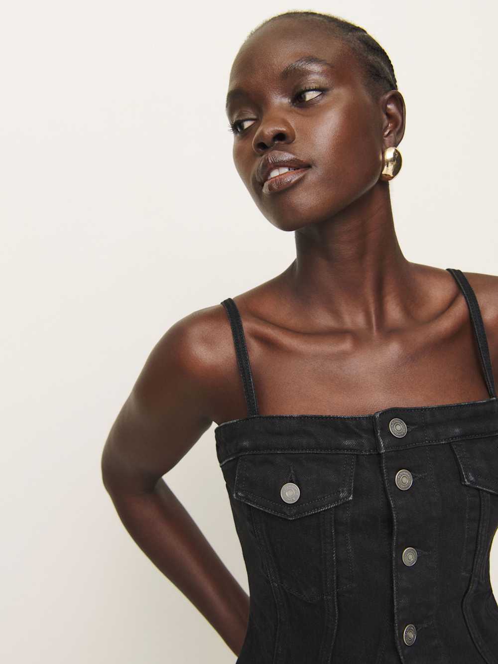 Reformation Coco Denim Bustier Top - Vana