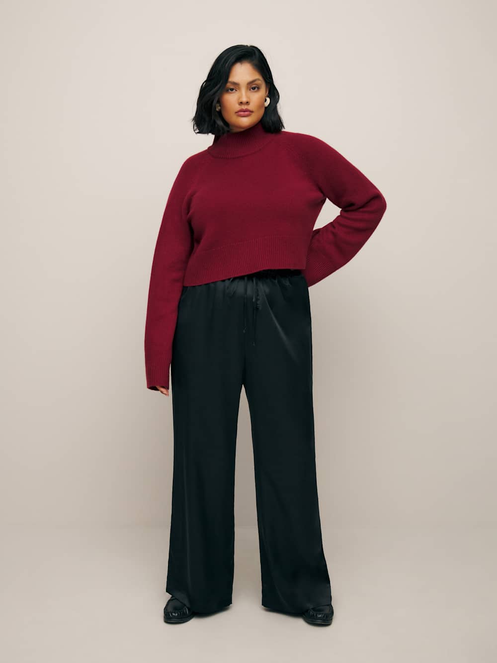 Reformation Olina Silk Pant Es - Black