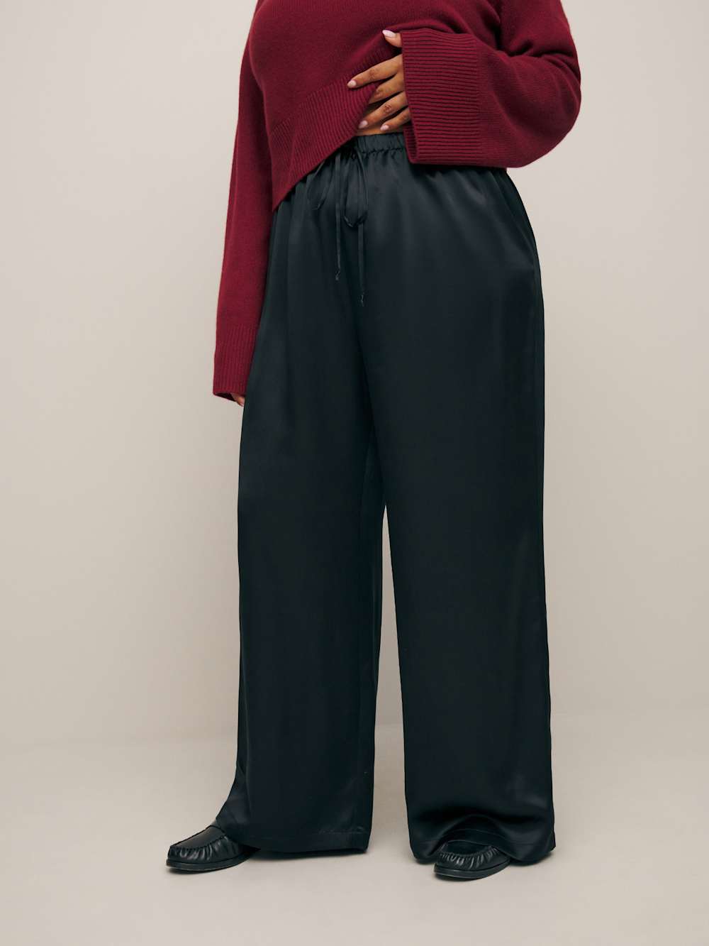 Reformation Olina Silk Pant Es - Black