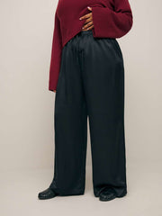 Reformation Olina Silk Pant Es - Black