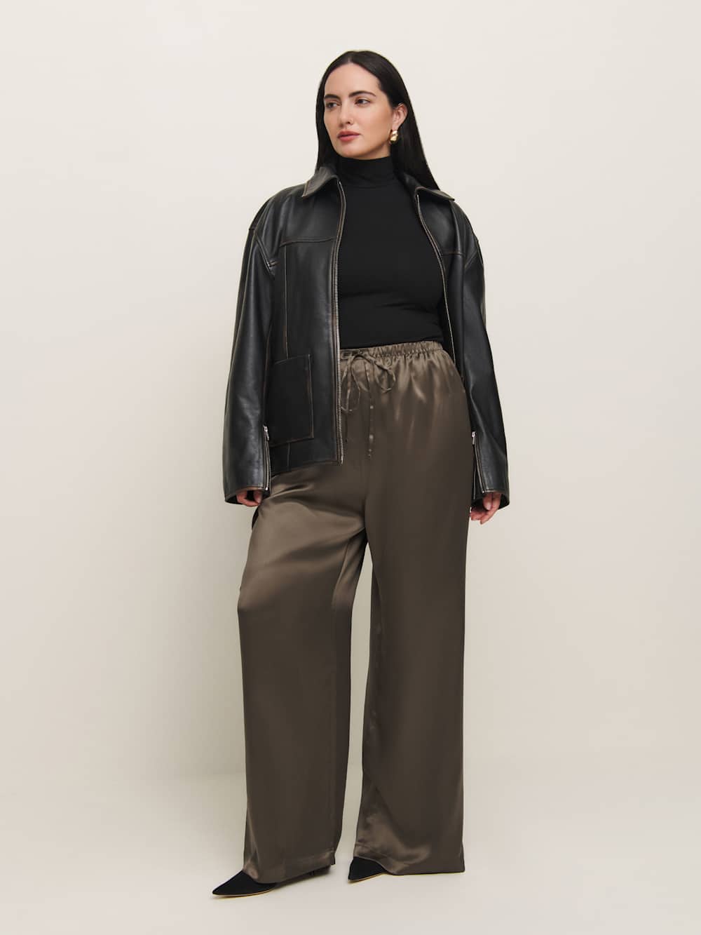 Reformation Olina Silk Pant Es - Morel