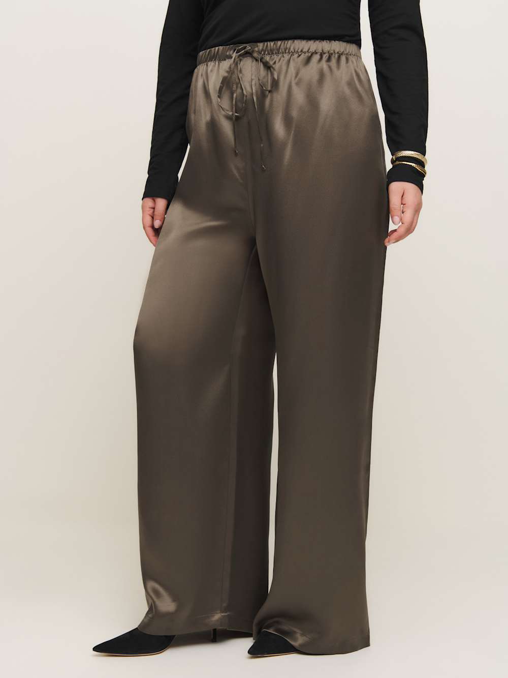 Reformation Olina Silk Pant Es - Morel