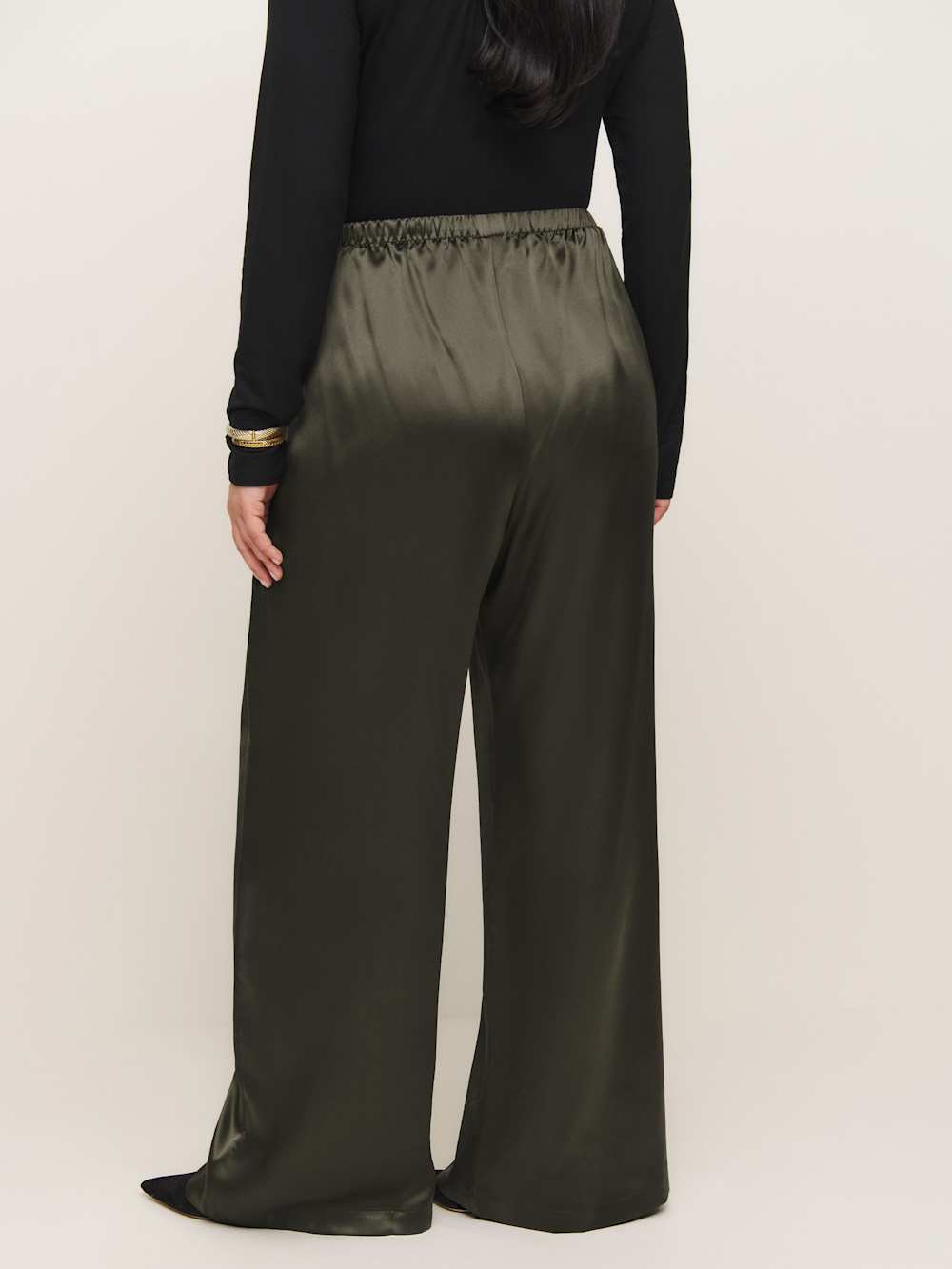 Reformation Olina Silk Pant Es - Pine Tree