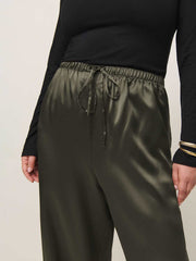 Reformation Olina Silk Pant Es - Pine Tree