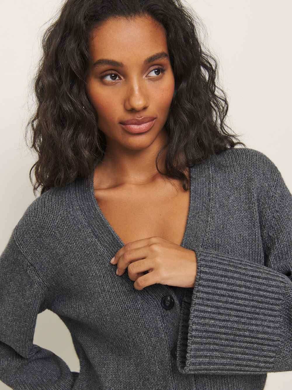 Reformation Nala Cotton Cashmere Cardigan - Thunder
