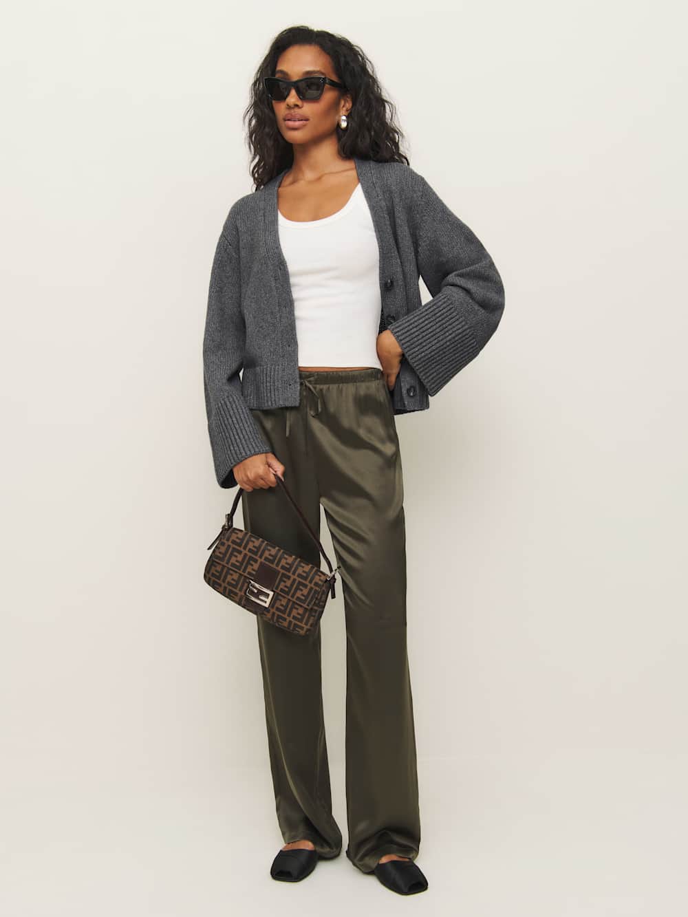 Reformation Nala Cotton Cashmere Cardigan - Thunder