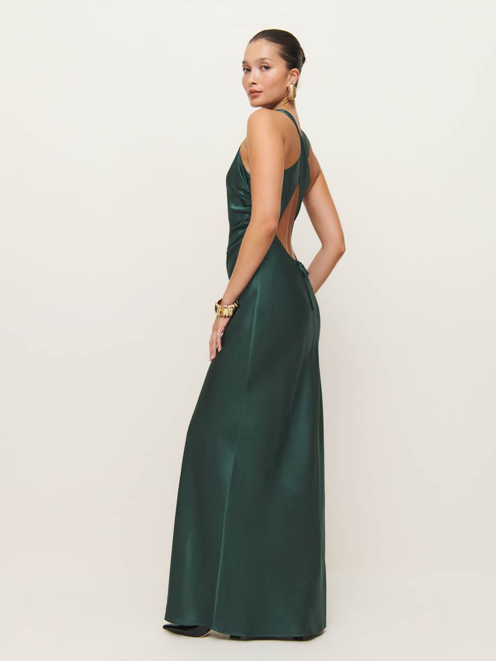 Reformation Anaiis Silk Dress - Forest