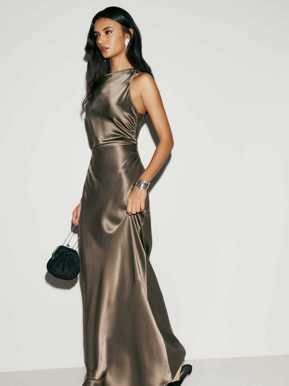 Reformation Anaiis Silk Dress - Morel