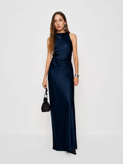 Reformation Anaiis Silk Dress - Navy
