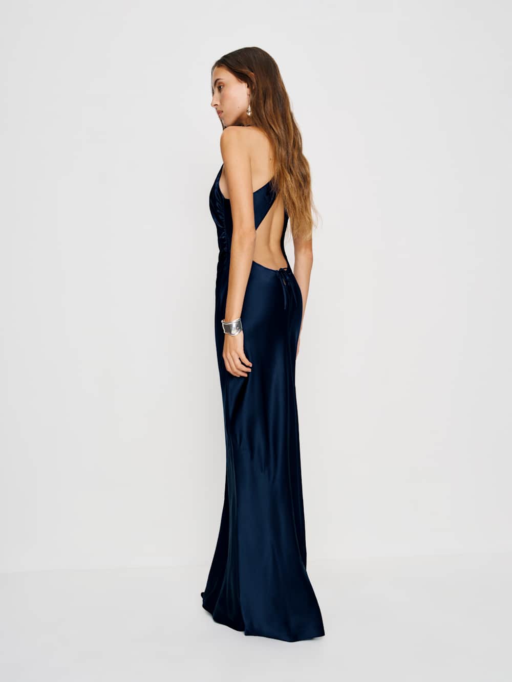 Reformation Anaiis Silk Dress - Navy