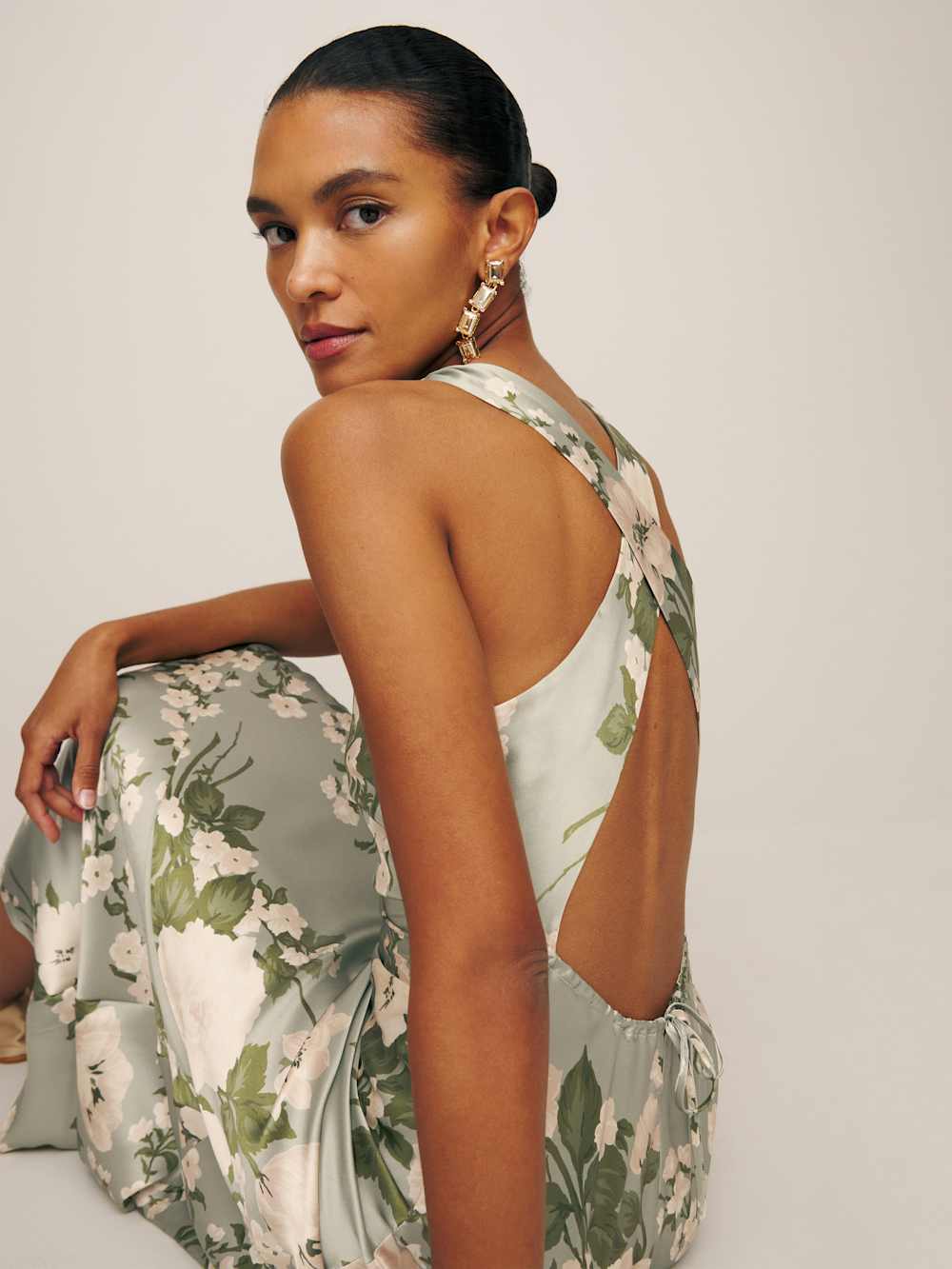 Reformation Anaiis Silk Dress - Tarragon
