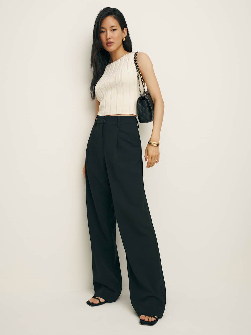 Reformation Petites Alex Mid Rise Pant - Black