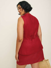 Reformation Aspen Linen Top Es - Sundried Tomato