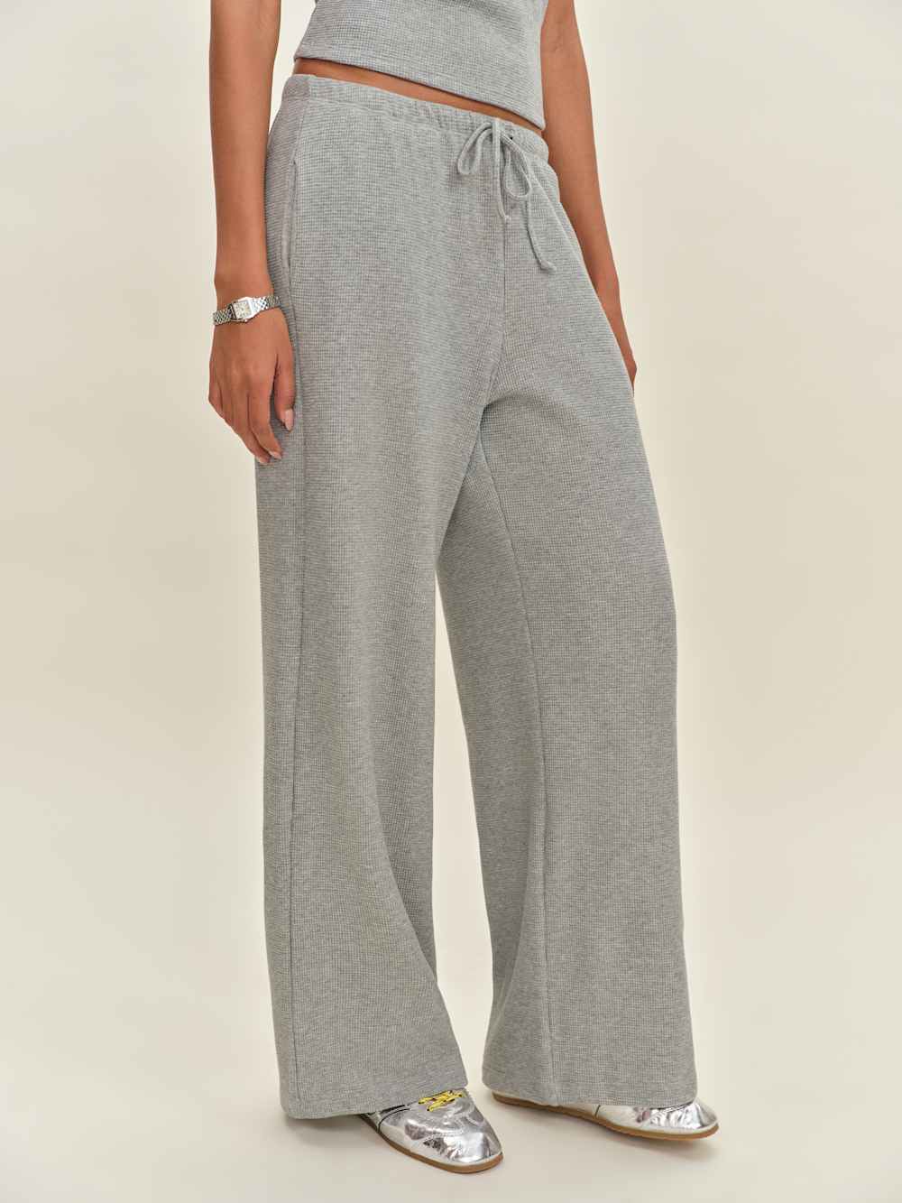 Reformation Olina Knit Pant - Heather Grey Waffle