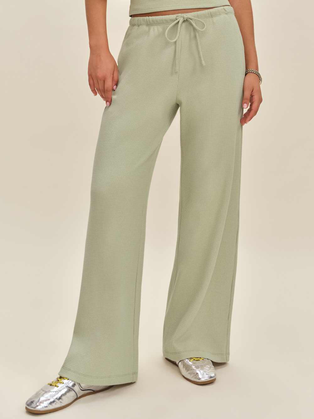 Reformation Olina Knit Pant - Limon Waffle