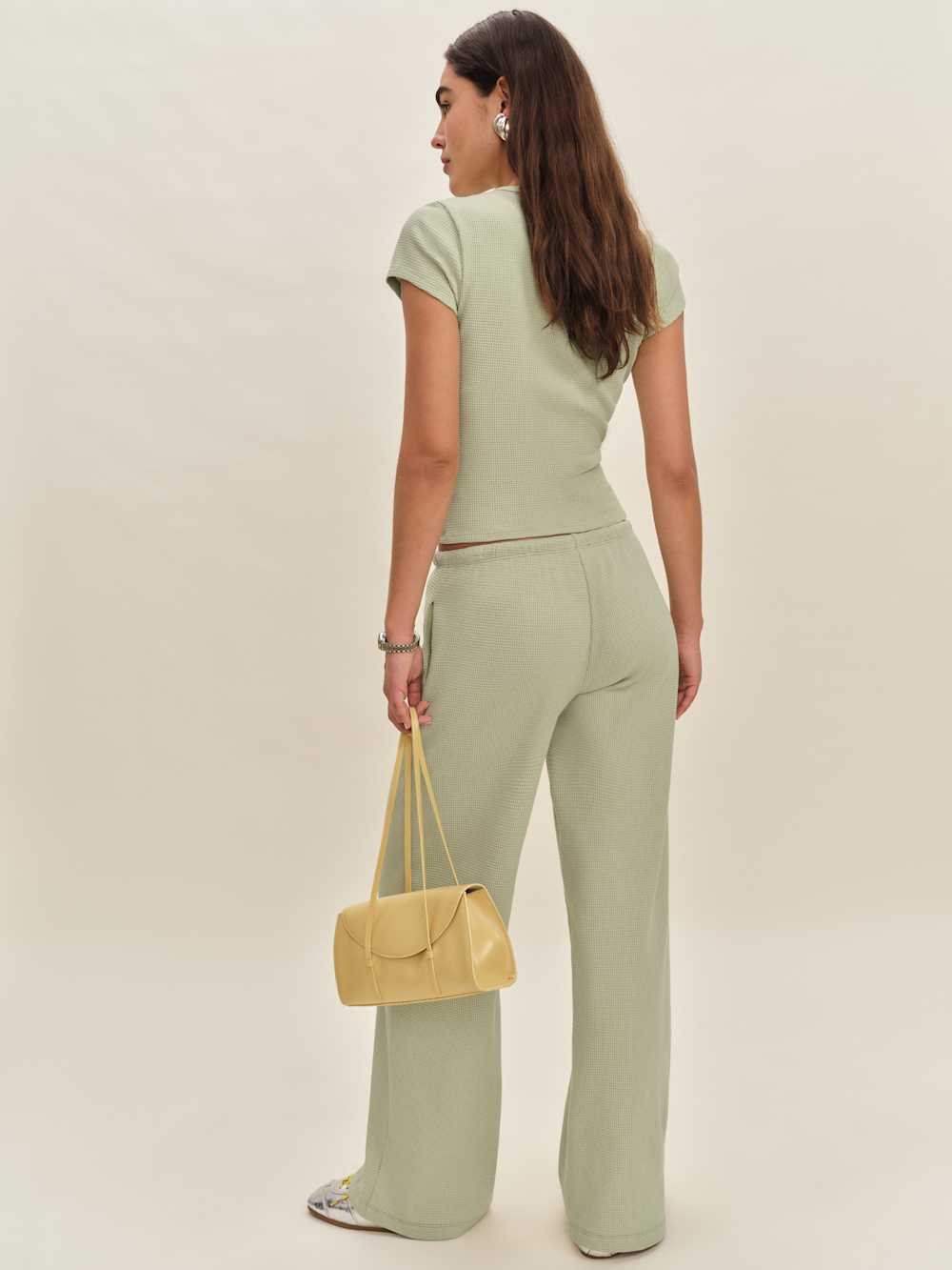 Reformation Olina Knit Pant - Limon Waffle