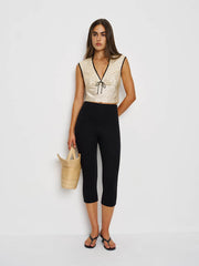 Reformation Cherry Silk Top - Salt And Pepper