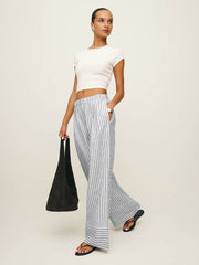 Reformation Fernando Linen Wide Leg Pant - Antibes Stripe