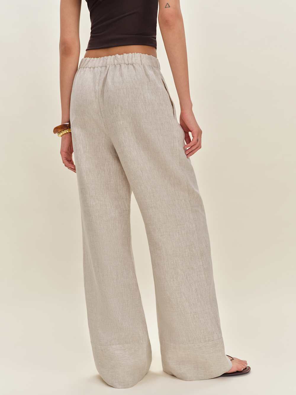 Reformation Fernando Linen Wide Leg Pant - Oatmeal