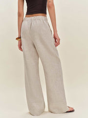 Reformation Fernando Linen Wide Leg Pant - Oatmeal
