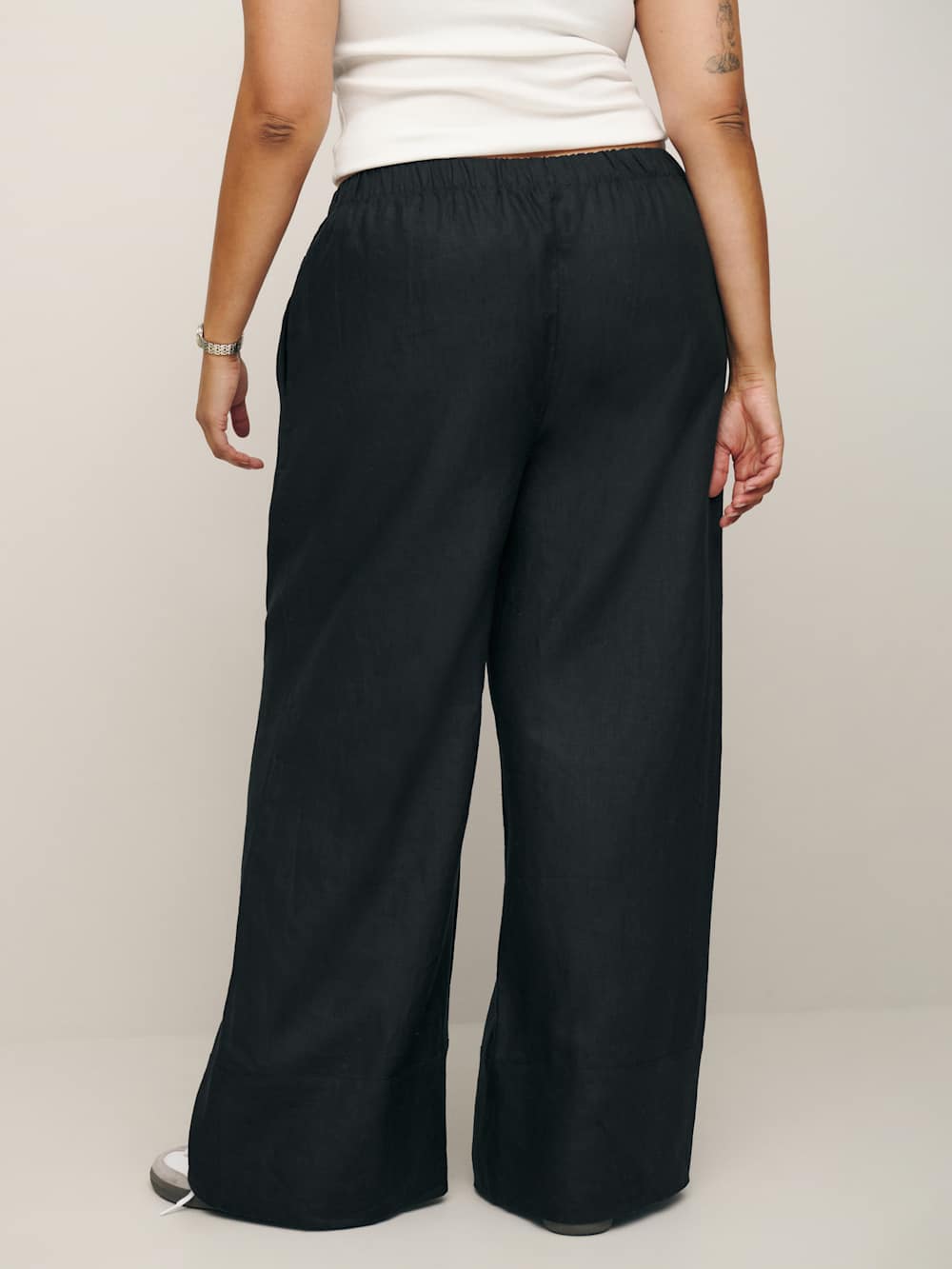 Reformation Fernando Linen Wide Leg Pant Es - Black