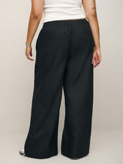Reformation Fernando Linen Wide Leg Pant Es - Black