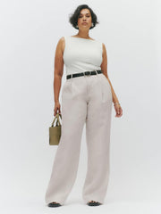 Reformation Alex Linen Pant Es - Oatmeal