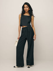 Reformation Petites Fernando Linen Wide Leg Pant - Black
