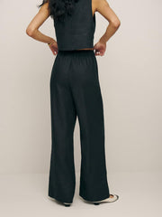 Reformation Petites Fernando Linen Wide Leg Pant - Black