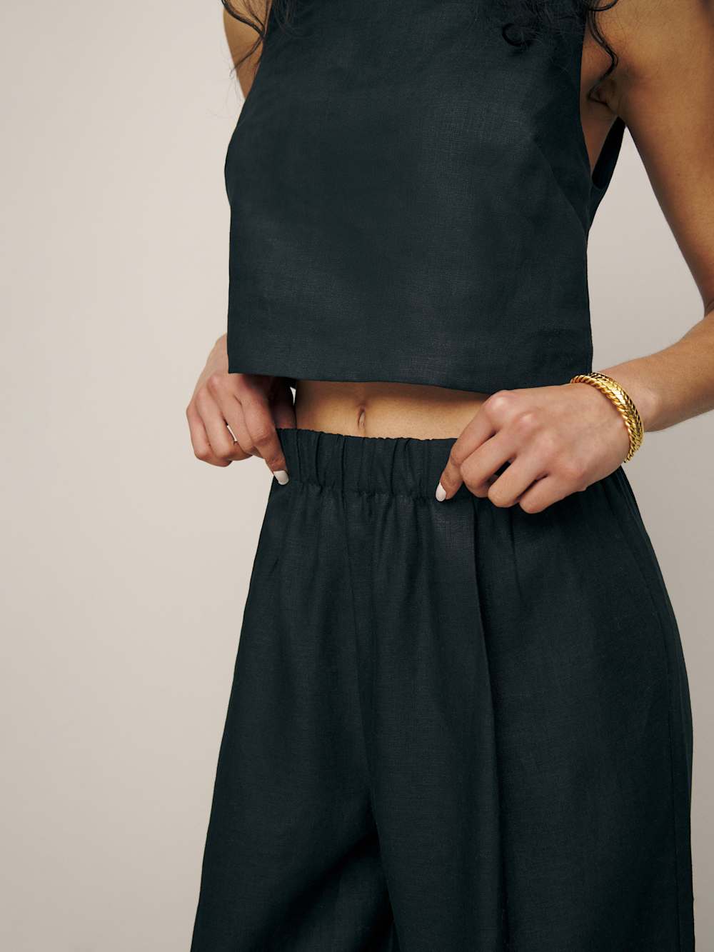 Reformation Petites Fernando Linen Wide Leg Pant - Black