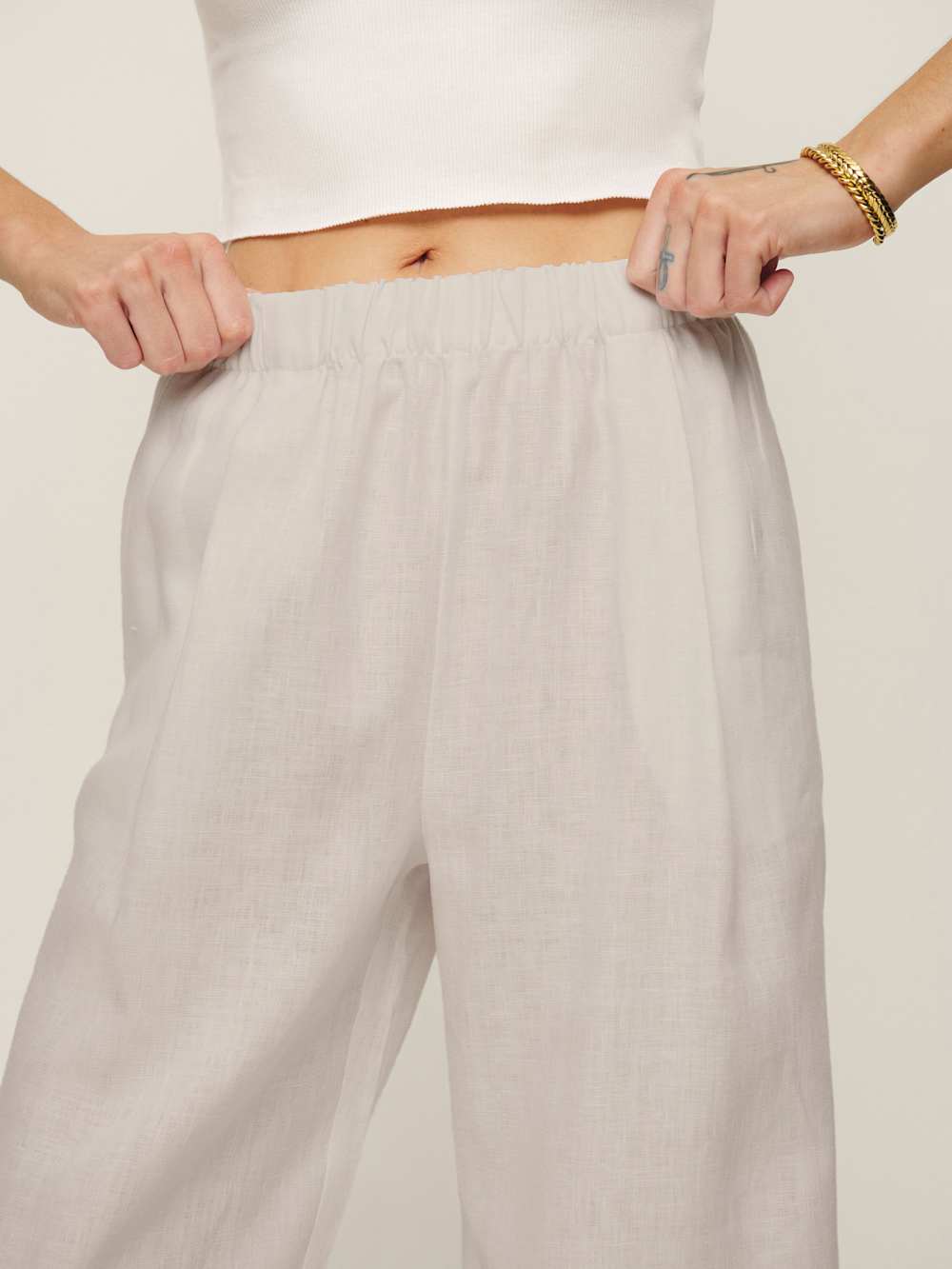 Reformation Petites Fernando Linen Wide Leg Pant - Oatmeal