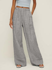 Reformation Petites Fernando Linen Wide Leg Pant - Remy Check