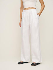 Reformation Petites Fernando Linen Wide Leg Pant - White