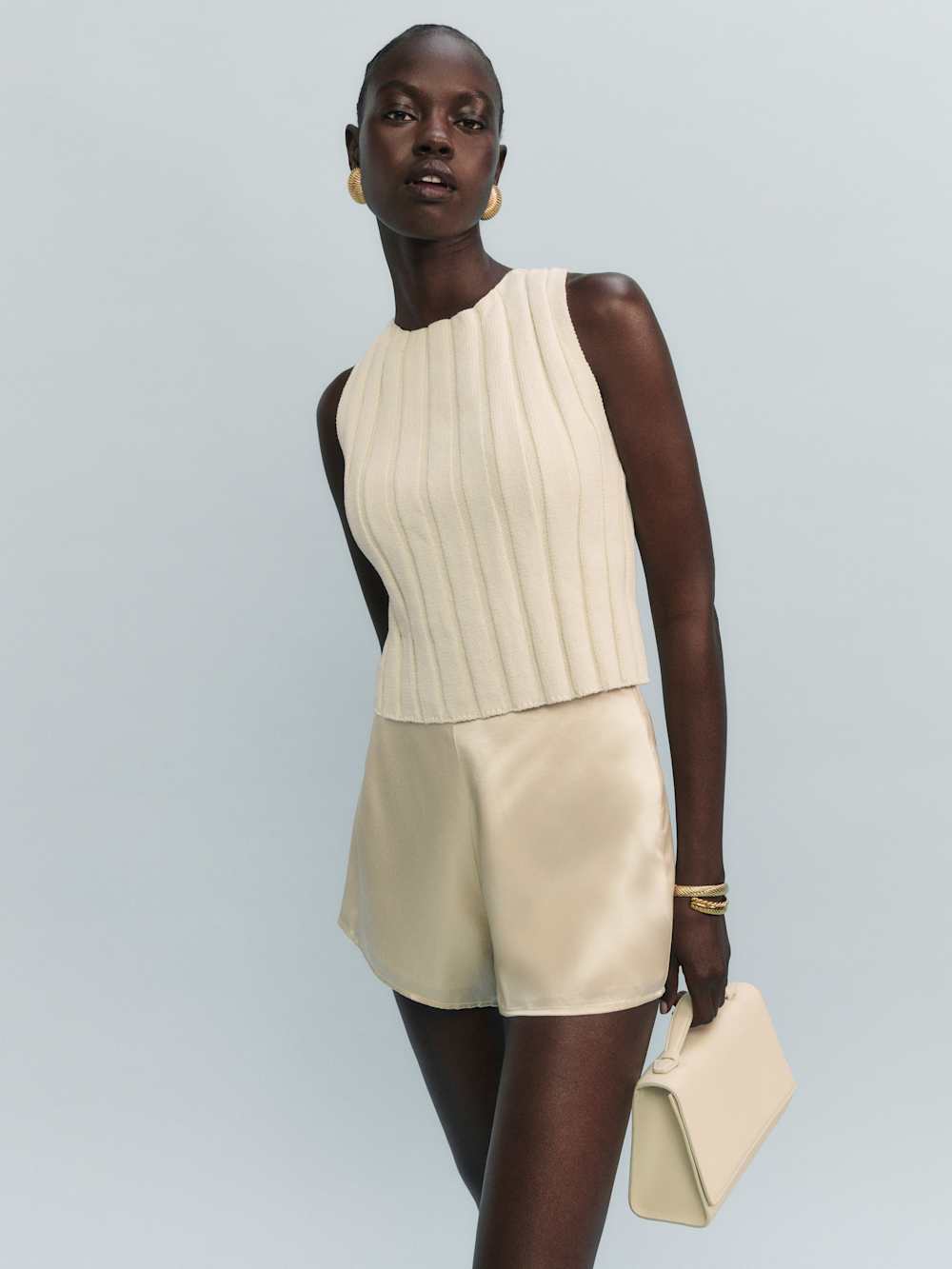 Reformation Callie Cotton Ribbed Sweater Tank - Gossamer
