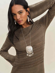 Reformation Inda Open Knit Mini Dress - Shitake
